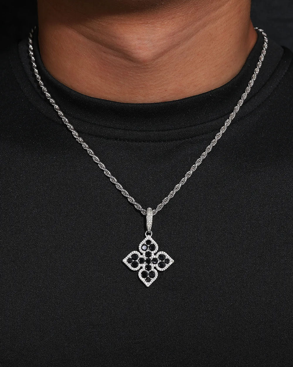 MOISSANITE BLACK CLOVER PENDANT.