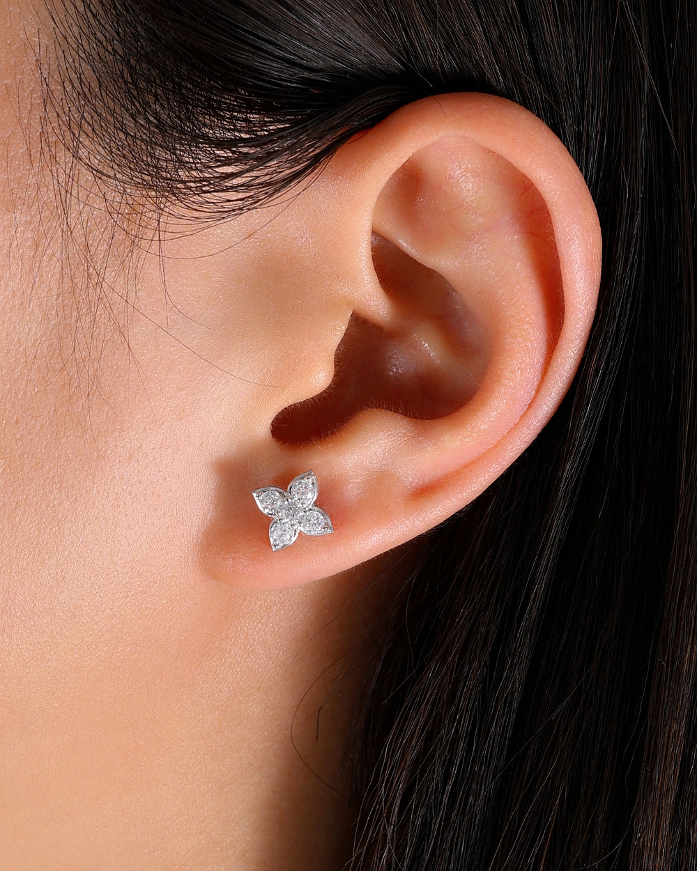 MOISSANITE JASMINE STUDS.