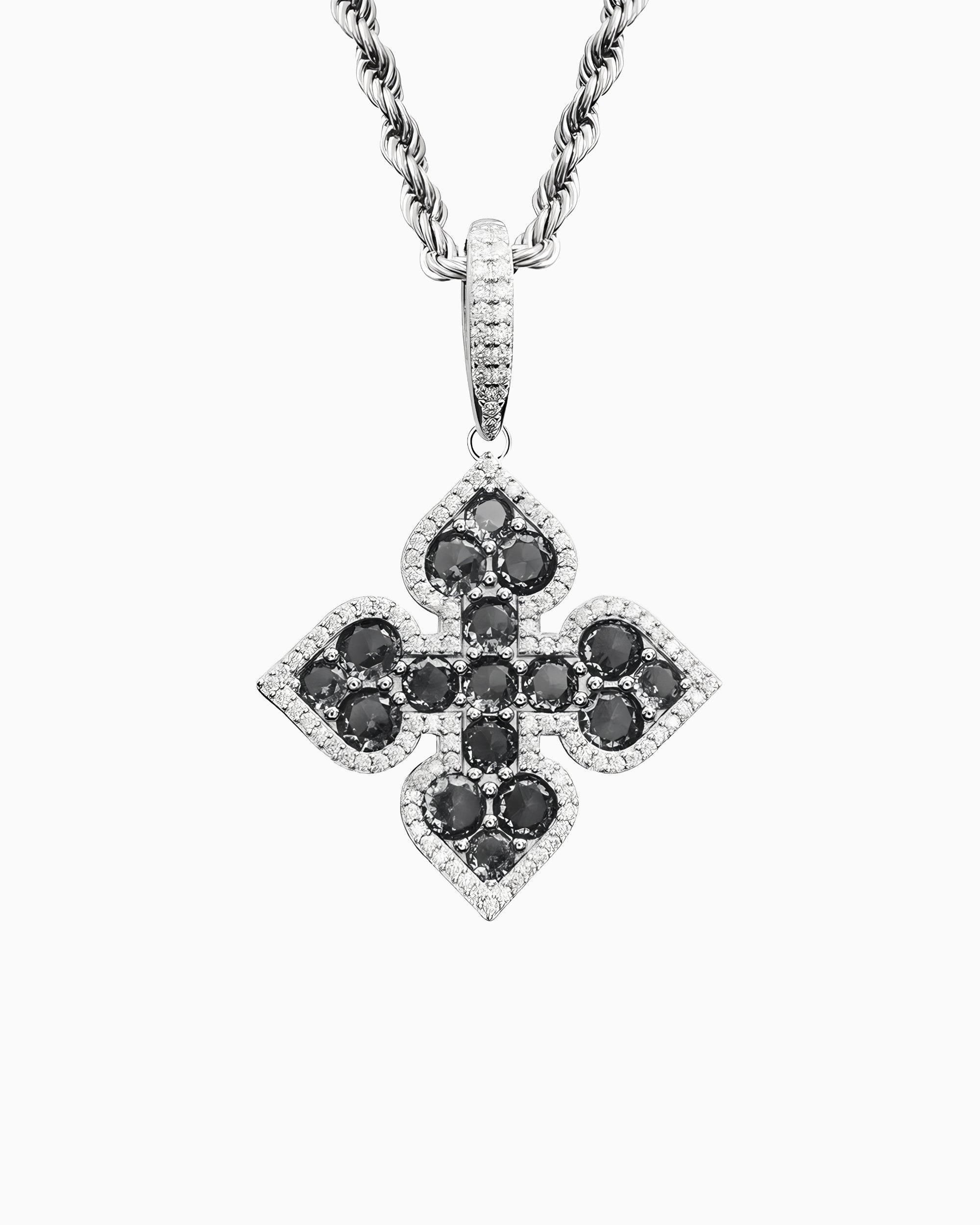 MOISSANITE BLACK CLOVER PENDANT.