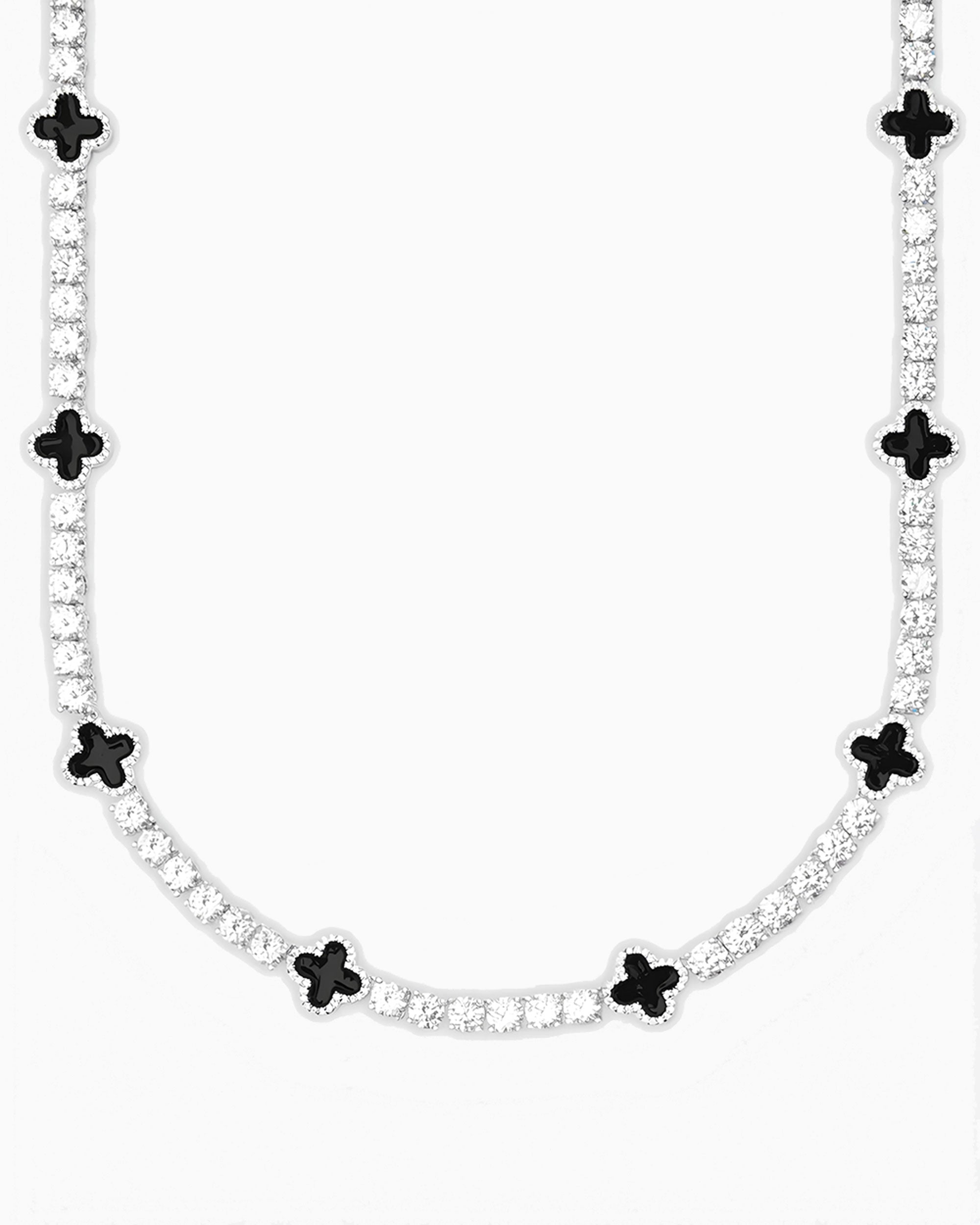MOISSANITE BLACK CLOVER TENNIS CHAIN.
