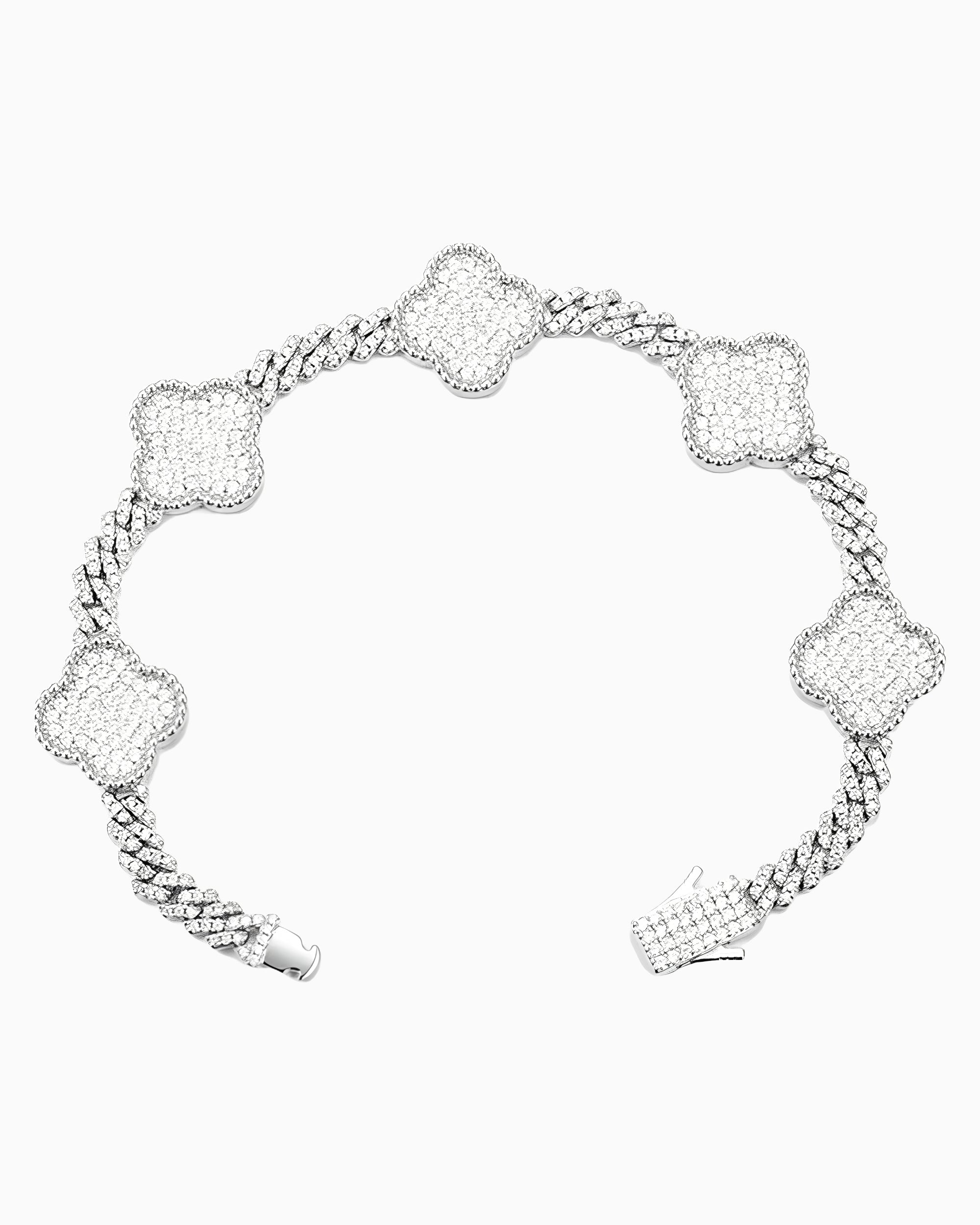 MOISSANITE CUBAN CLOVER BRACELET.