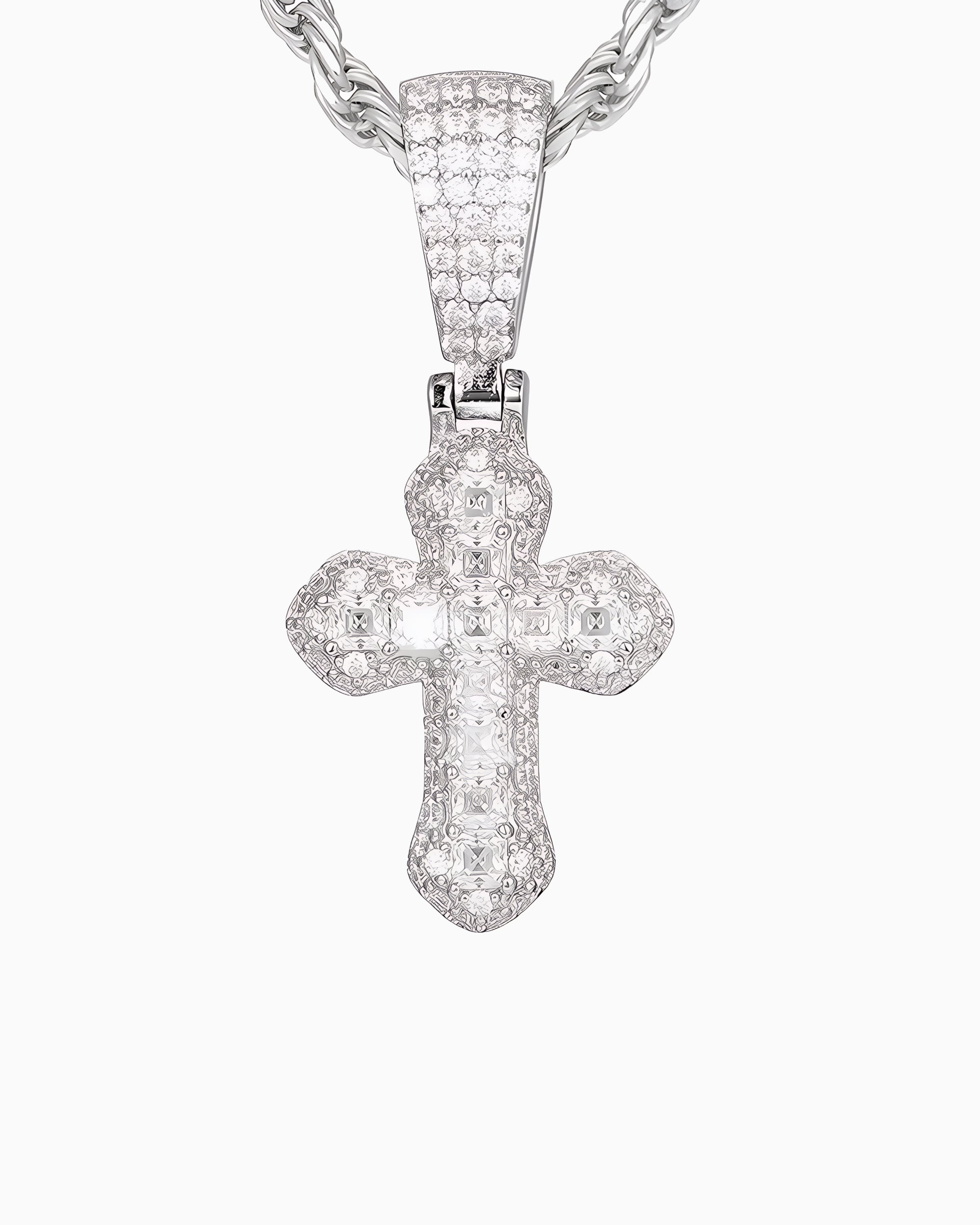 MOISSANITE LATIN CROSS PENDANT.