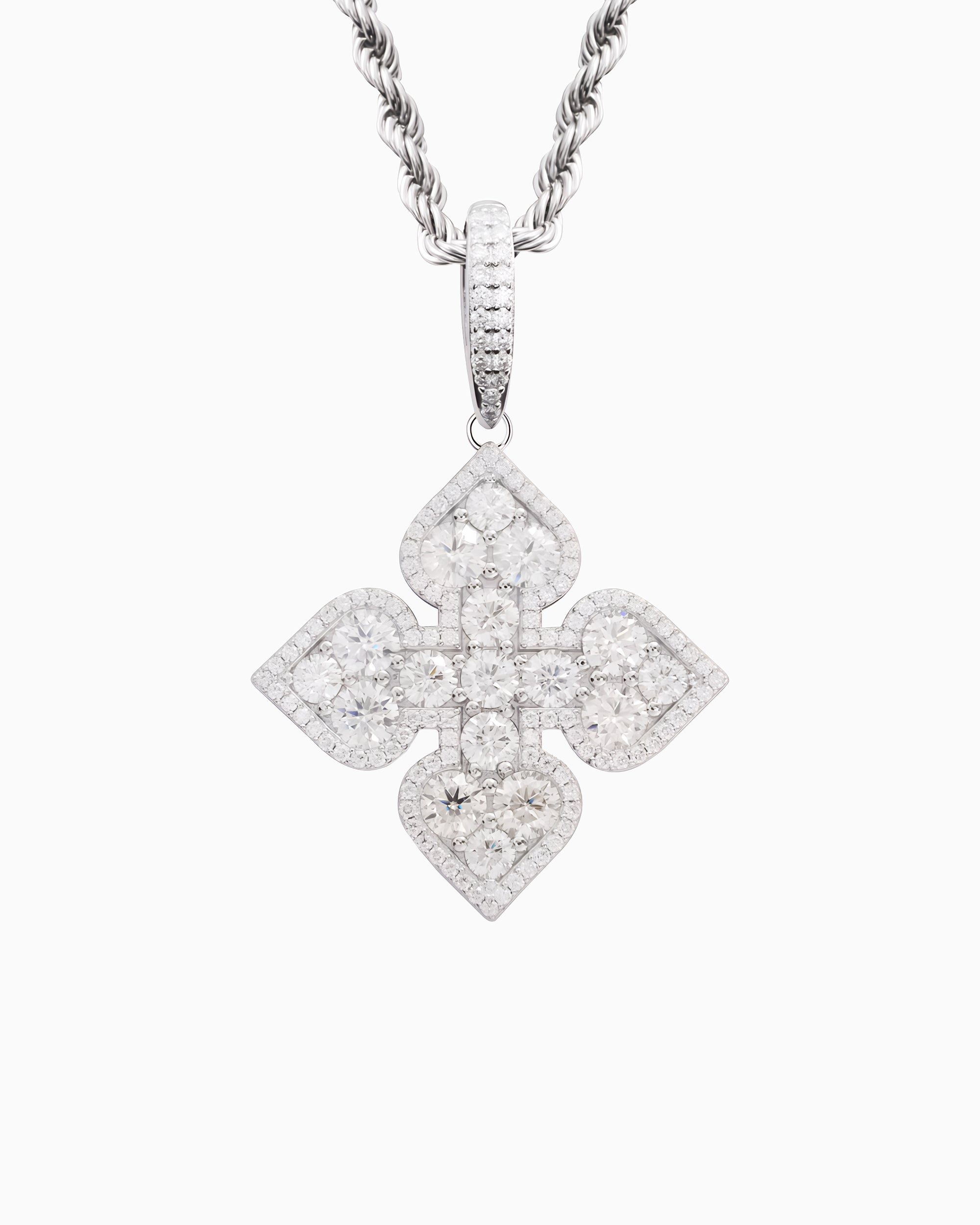 MOISSANITE WHITE CLOVER PENDANT.