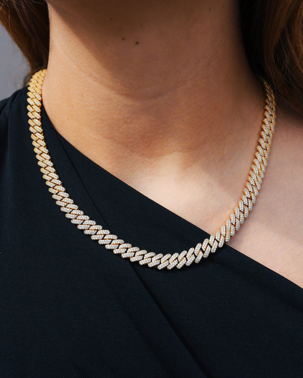 PRONG CHAIN. - 9MM GOLD