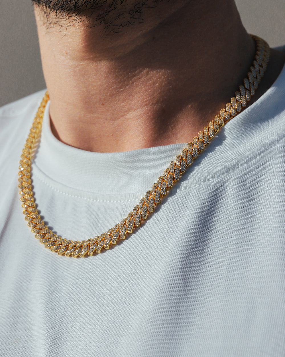 PRONG CHAIN. - 9MM GOLD
