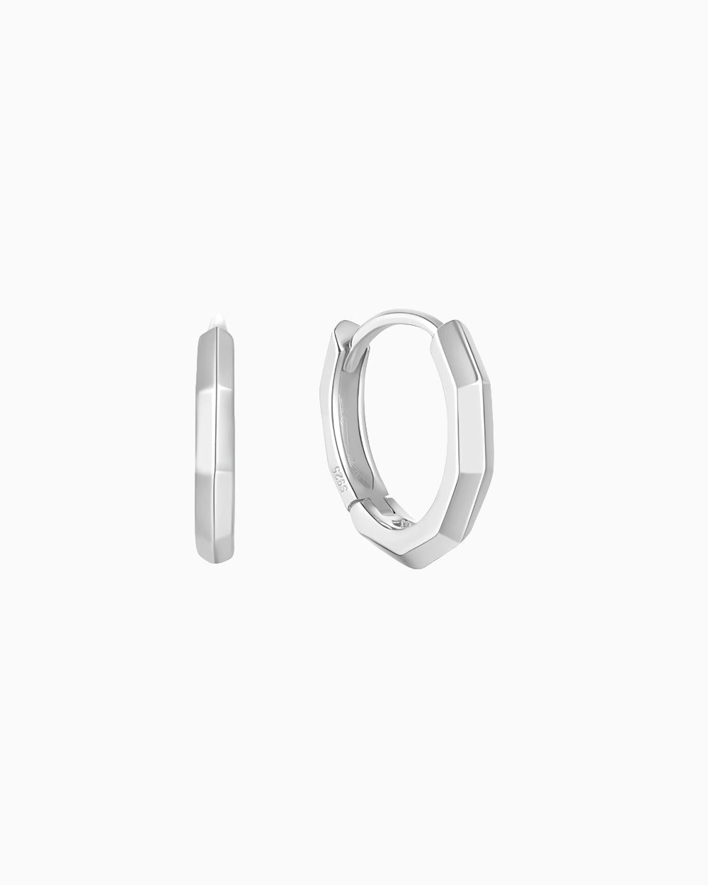 GEO HOOPS EARRINGS.
