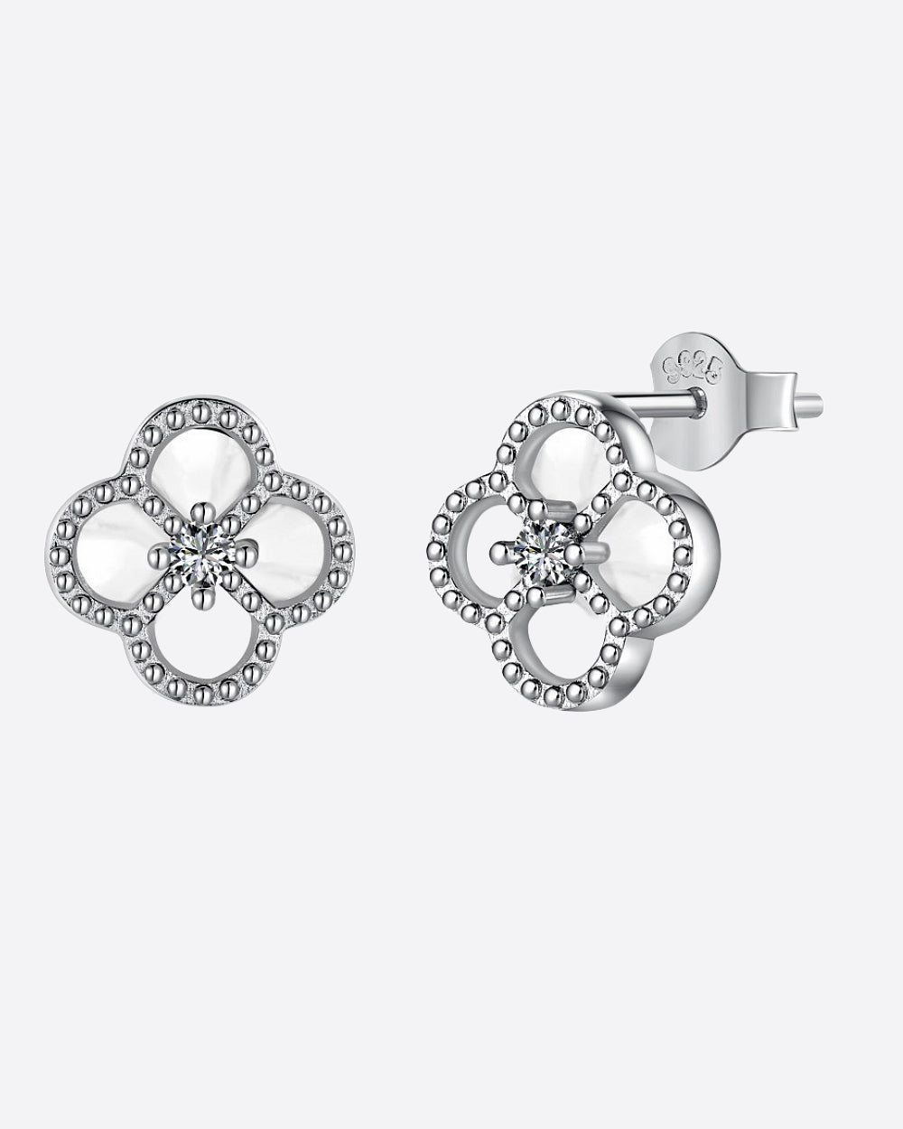 PEARL CLOVER STUDS 925. - WHITE GOLD